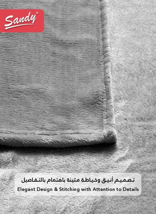 Sandy Lightweight Bedding Blanket, Single Size 220 x 170 cm, High Quality and Super Soft All Season Fleece Blanket, Optimal for Bed, Sofa, Couch and Home Decorations, Light Grey - Image 5